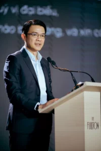 Ông Tan Wee Hsien, Tổng Giám đốc CapitaLand Development Việt Nam và Quốc tế phát biểu tại lễ khởi công
